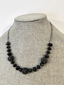 Vintage Beaded black crystal Necklace
