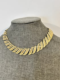 Vintage Art Nouveau Floral Gold Tone Choker Necklace by Coro