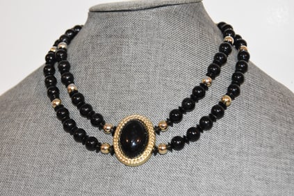 Vintage beaded black Necklace