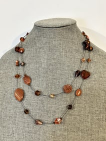 Vintage Jewelry Necklace SIGNED Dabby Reid Chain Glass Bead