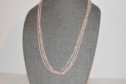 Vintage 3 strand pink beaded Necklace