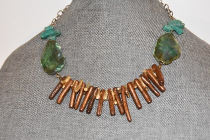 Vintage green & brown Necklace