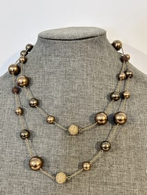 Vintage Carolee Signed Pearl brown Bead Necklace