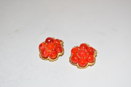 Vintage red beaded japan style Earrings
