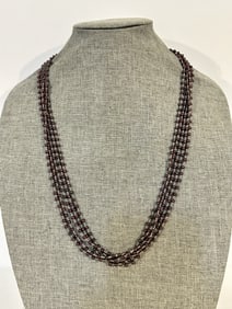 Vintage Sterling Silver Amethyst Beaded Necklace