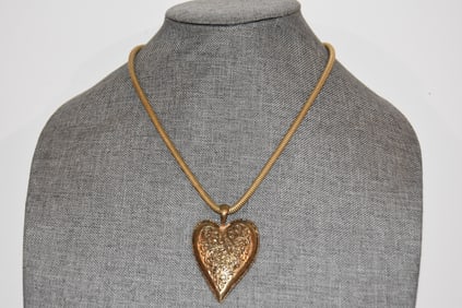 Vintage brass heart pendant Necklace
