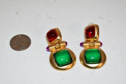 Vintage goldtone colorful Earrings