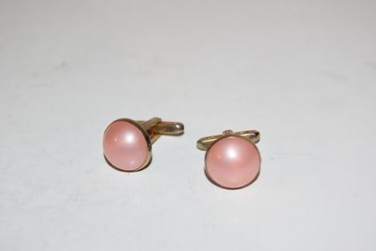 vintage pink gold tone hickok cufflinks