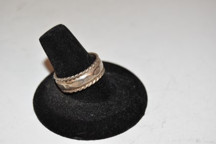 Vintage Sterling Silver Mexico Modernist band Ring sz 9