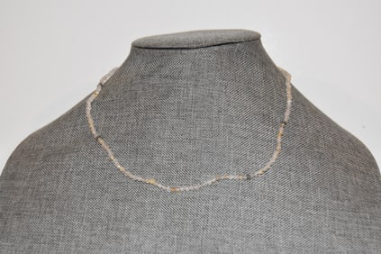 Vintage Sterling Silver clear beaded Necklace