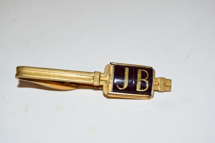 Vintage gold tone JB Tie Clip