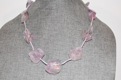 Vintage Pink tested  Amethyst BEADED Necklace