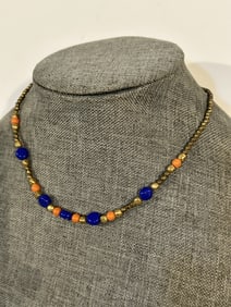 Vintage beaded gold tone choker Necklace