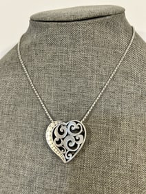 Vintage Brighton Signed Chain Necklace Heart Pendant