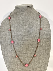 Vintage pink glass bead Necklace