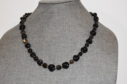 murano black glass necklace vintage