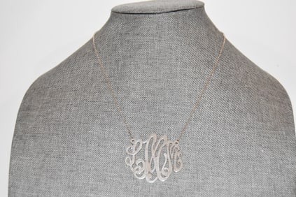 Vintage Sterling Silver modernist pendant Necklace 18"