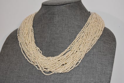 Vintage white beaded 35 strand Necklace