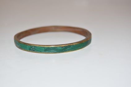 vintage brass Malachite Bracelet 7"