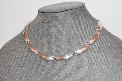 Vintage Bayanihan Sterling Silver Link Necklace choker 62 grams