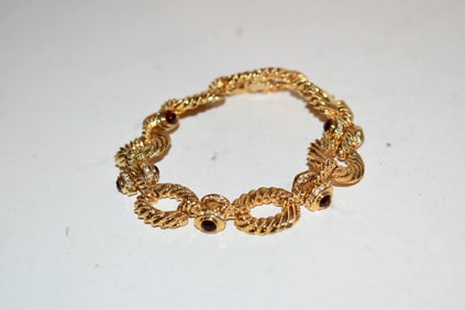 Vintage goldtone red rhinestone Bracelet