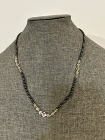 Vintage gold filled Hematite/black beaded Neckalace