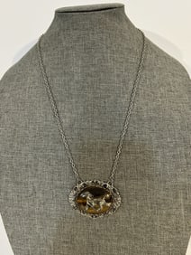 Vintage silver tone dog pendant Neckalace