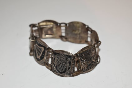 Vintage France Souvenir Coat Of Arms silver Bracelet 7"