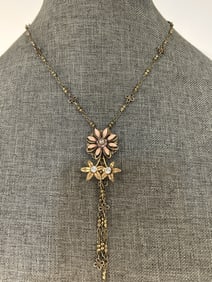 Vintage goldtone enamel flower Neckalace
