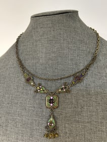 Vintage VCLM green Enameled Necklace