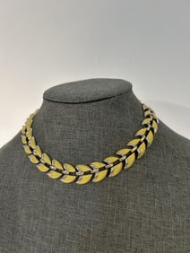 Coro Vtg Linked Necklace Choker Yellow Moonglow