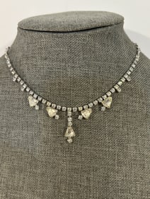 Vintage Sterling Silver rhine stone Neckalace