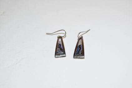 Vintage Sterling Silver Abalone hanging Earrings