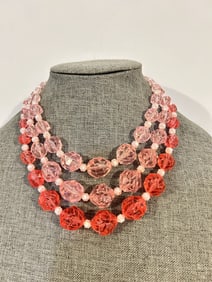 Vintage WEST GERMANY Pink Beaded Necklace