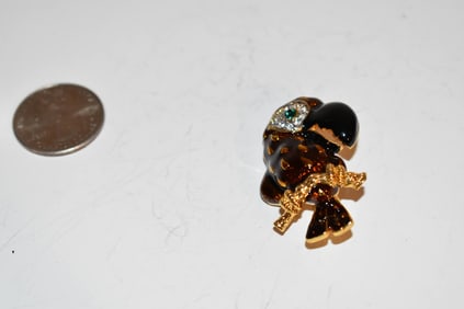 Vintage enameled goldtone bird Brooch