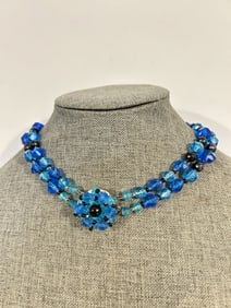 Vintage blue Beaded japan style Necklace