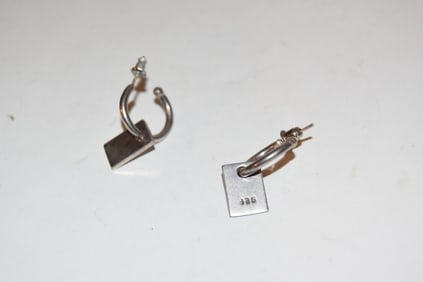 Vintage Sterling Silver modernist post Earrings