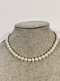 VTG Signed RLL Ralph Lauren Beaded Silver Tone Necklace