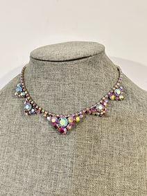 Vintage rhine stone choker colorful Necklace
