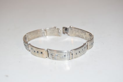 Sterling Silver Shube Dakota West Ode to Joy Beethoven Music Notes Bracelet 8"