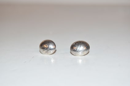Vintage Sterling Silver engraved post Earrings