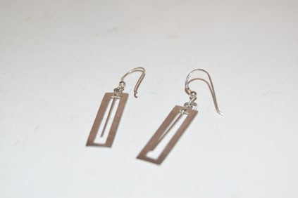 Vintage Sterling Silver modernist dangling Earrings