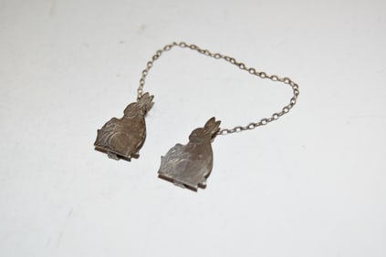 Vtg Sterling Silver Webster Co Easter Bunny Peter Rabbit Tie Scarf Sweater Clip