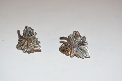 vintage alpaca leaf earrings