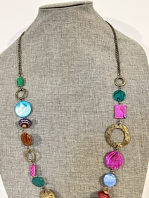 Vintage colorful flat beaded Necklace