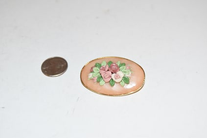 Vintage pink enamel flower Brooch