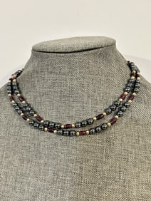 Vintage Beaded Hematite Necklace