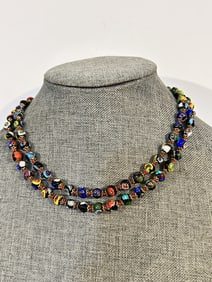 Vintage Italian Murano Art Glass Bead Necklace Venetian