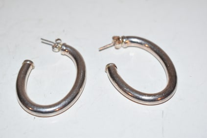 Vintage Sterling silver large hoop Earrings