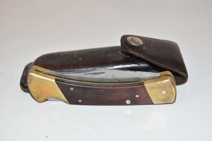 Vintage Imperial Frontier Double Eagle 4815 U Lock Blade Knife With Leather case